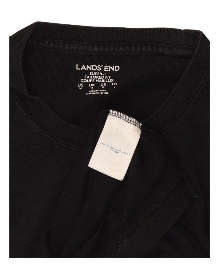 LANDS END Mens Tailored Fit T-Shirt Top Medium Black Cotton