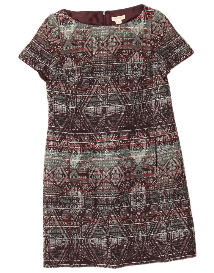 Monsoon Womens Shift Dress UK 12 Medium Multicoloured Geometric Cotton