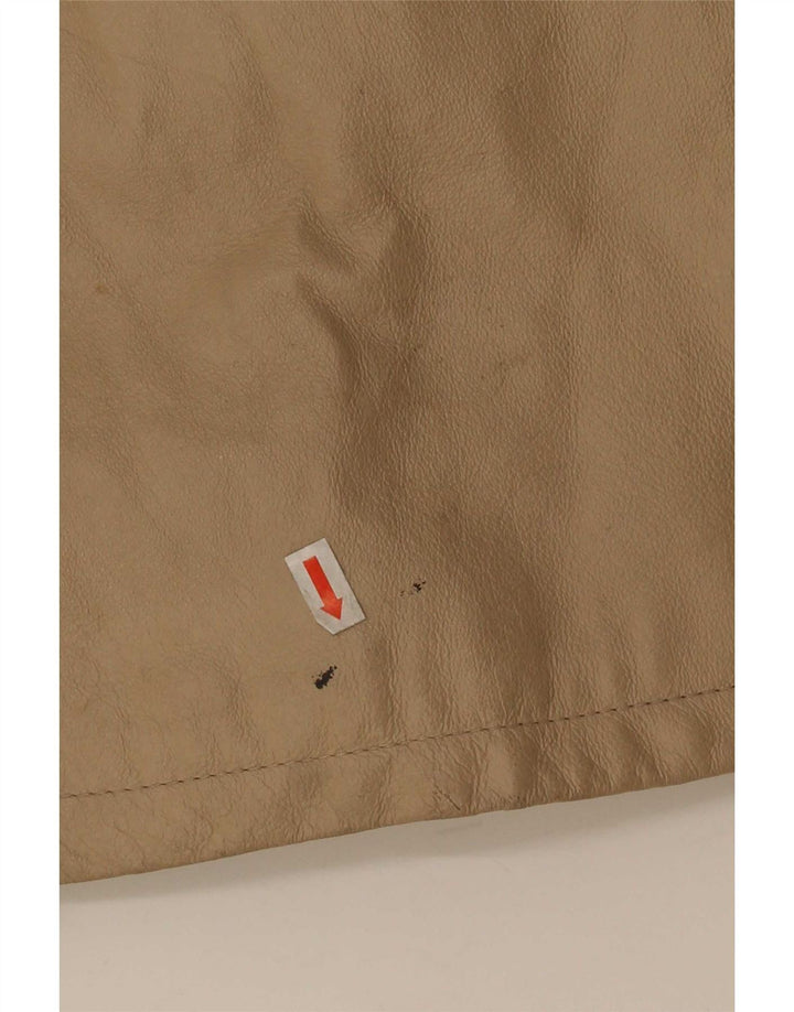 Vintage Womens Leather Coat EU 50 3XL Beige Classic