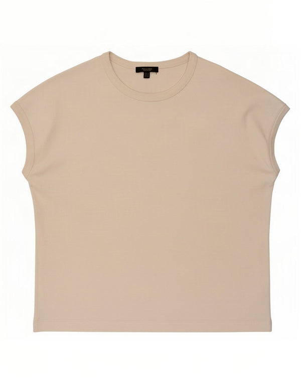 Massimo Dutti Womens T-Shirt Top UK 14 Medium Beige