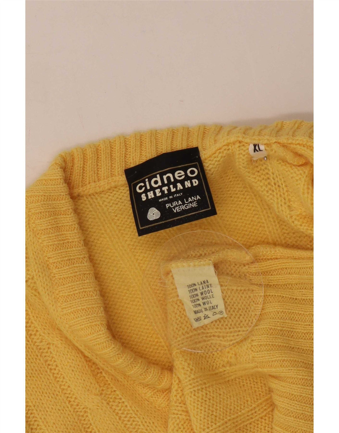 Shetland Mens Vest Tank Top XL Yellow Wool