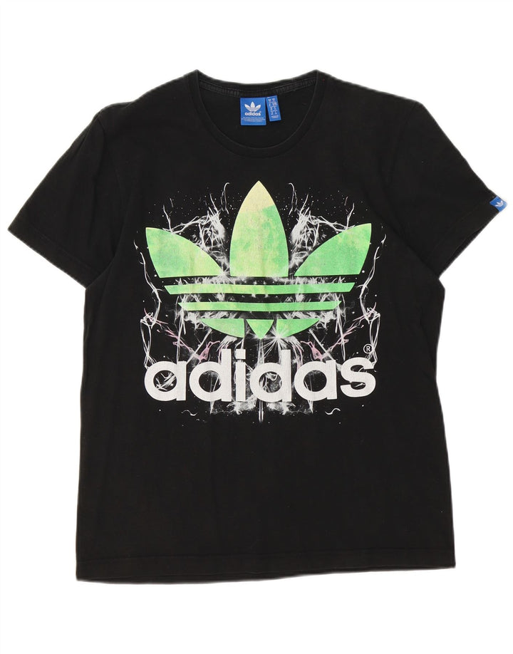 Adidas Mens Graphic T-Shirt Top Medium Black Cotton