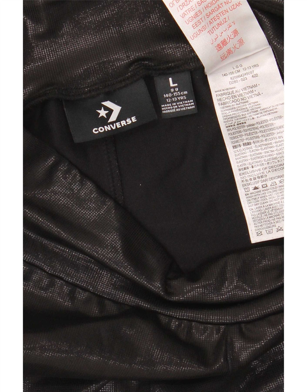 Converse Girls Leggings 12-13 Years Large Black Polyester