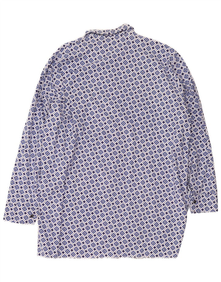 Vintage Mens Shirt Size 42 Large Blue Geometric