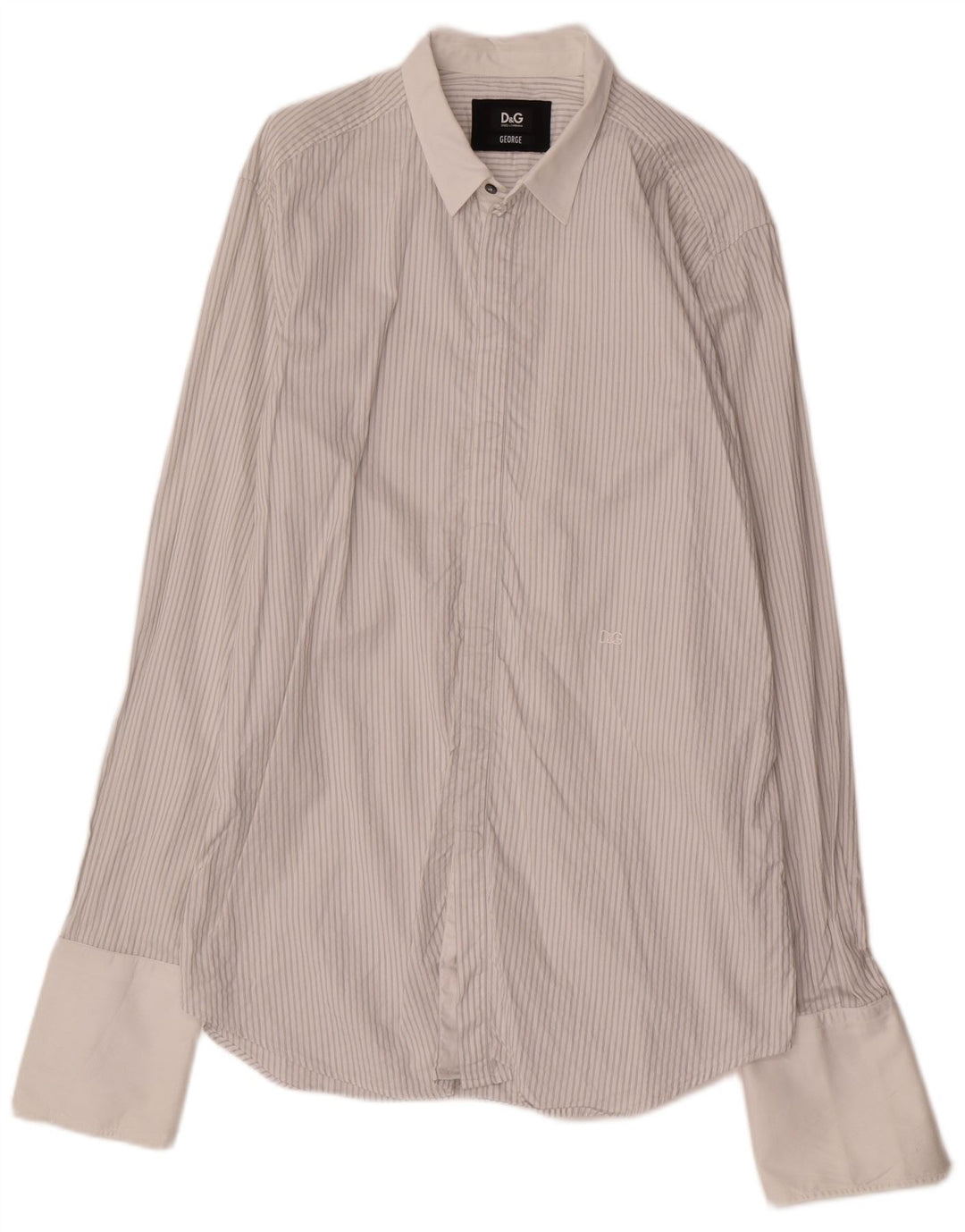 DOLCE & GABBANA Mens George Formal Shirt Size 17 43 XL White Striped