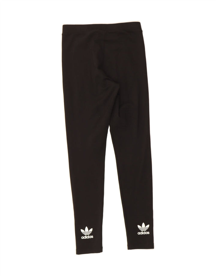 ADIDAS Womens Graphic Leggings UK 12 Medium Black Polyester Vintage Adidas and Second-Hand Adidas from Messina Hembry 