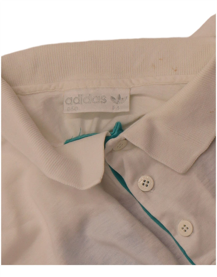 ADIDAS Mens Graphic Polo Shirt IT 50 Medium White Cotton