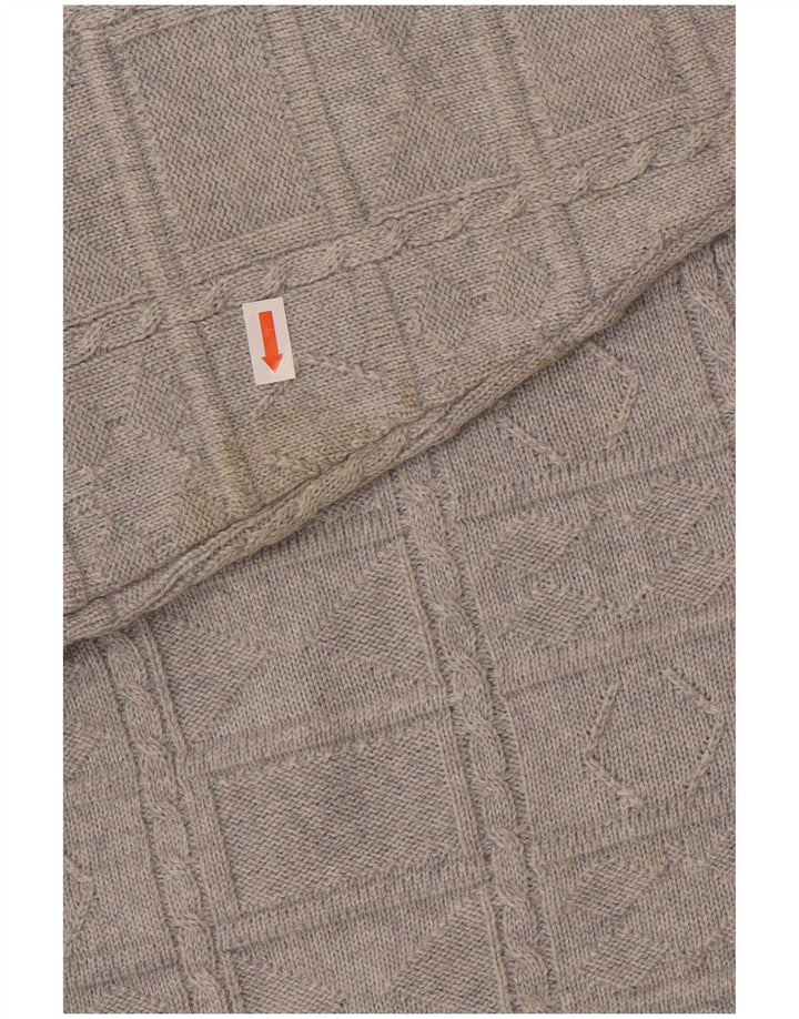 Vintage Mens V-Neck Jumper Sweater IT 50 Medium Grey Polyacrylic