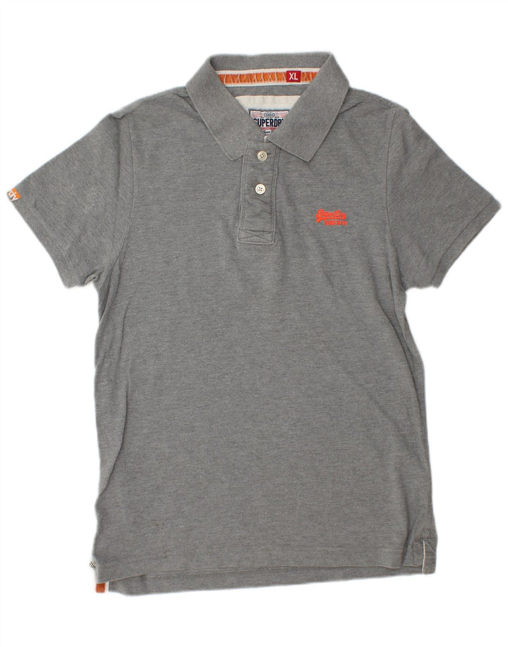 Superdry Mens Polo Shirt XL Grey Cotton