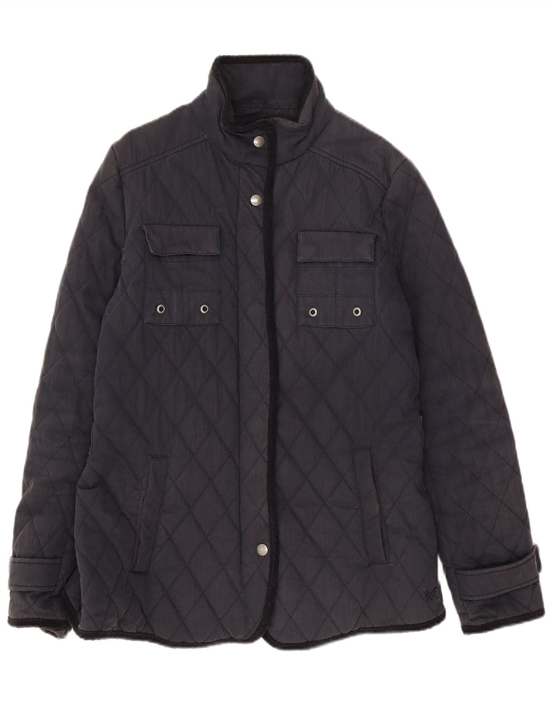 Crew Clothing Womens Quilted Jacket UK 12 Medium Navy Blue Cotton