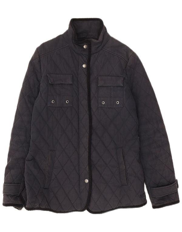 Crew Clothing Womens Quilted Jacket UK 12 Medium Navy Blue Cotton