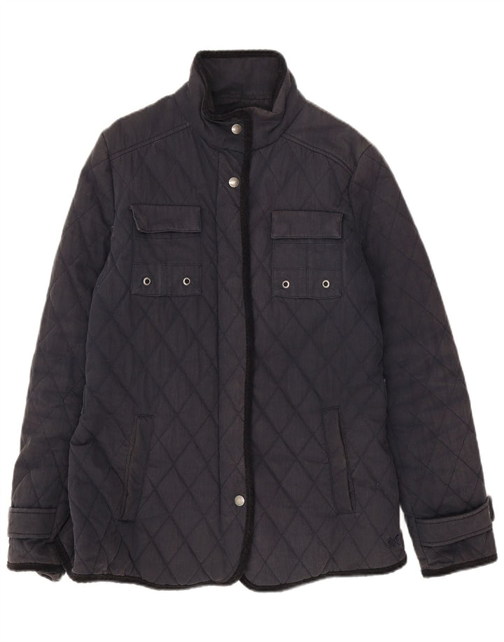 Crew Clothing Womens Quilted Jacket UK 12 Medium Navy Blue Cotton