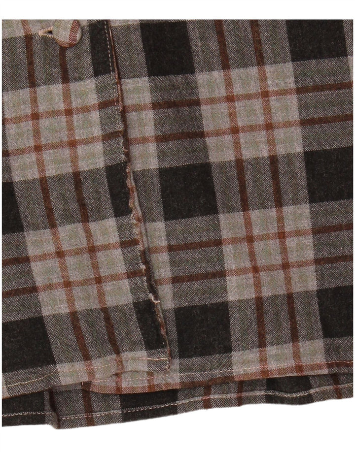 Benetton Womens Flannel Shirt UK 12 Medium Grey Check Viscose