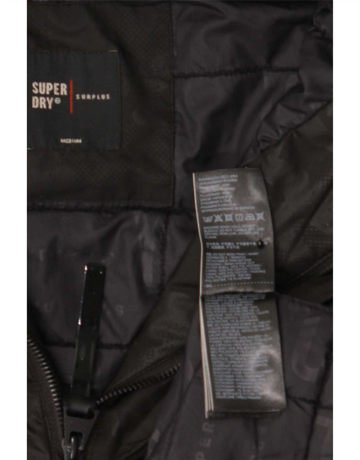 Superdry Mens Hooded Graphic Anorak Jacket UK 38 Medium Black Polyester
