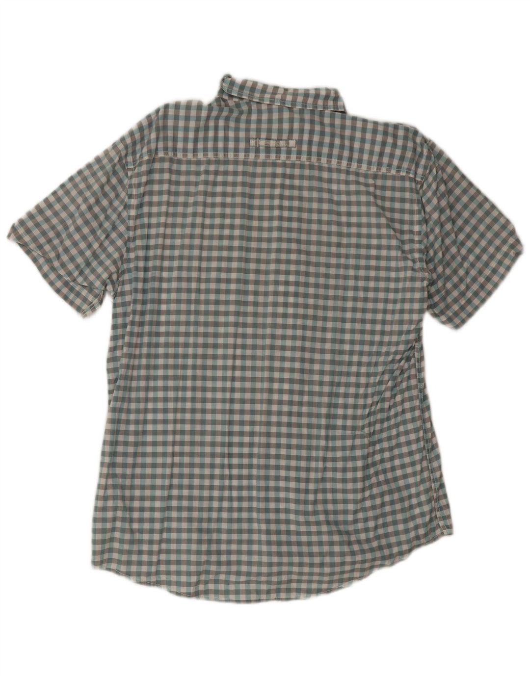 Camel Active Mens Short Sleeve Regular Fit Shirt Large Blue Gingham Cotton