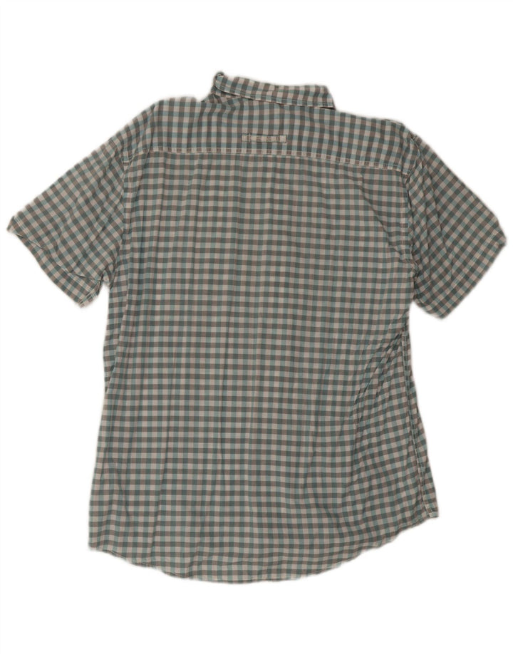 Camel Active Mens Short Sleeve Regular Fit Shirt Large Blue Gingham Cotton