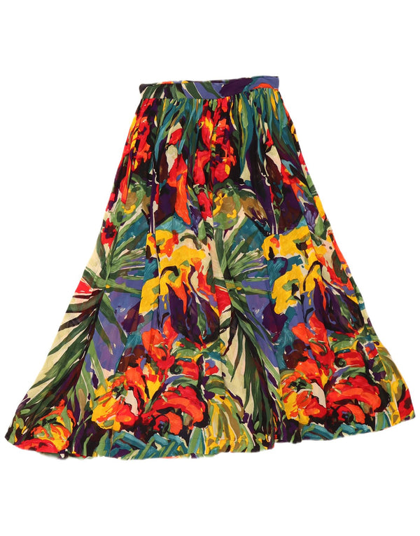 CARACTERE Womens Pleated Skirt UK 8 Small W26 Multicoloured Floral Viscose