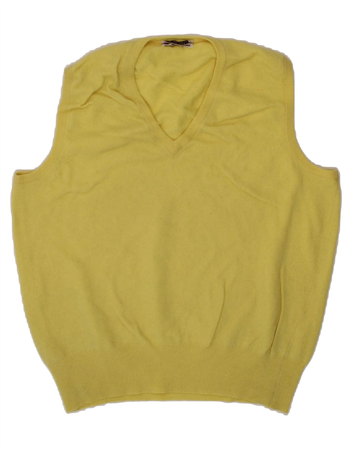 FEDELI Mens Vest Tank Top IT 48 Medium Yellow Lambswool Vintage Fedeli and Second-Hand Fedeli from Messina Hembry 