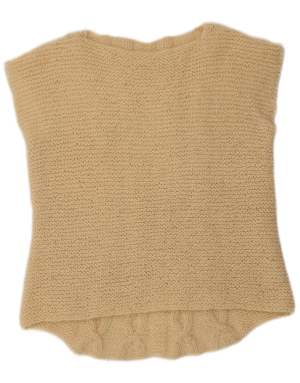 VINTAGE Womens Vest Tank Top UK 12 Medium Beige
