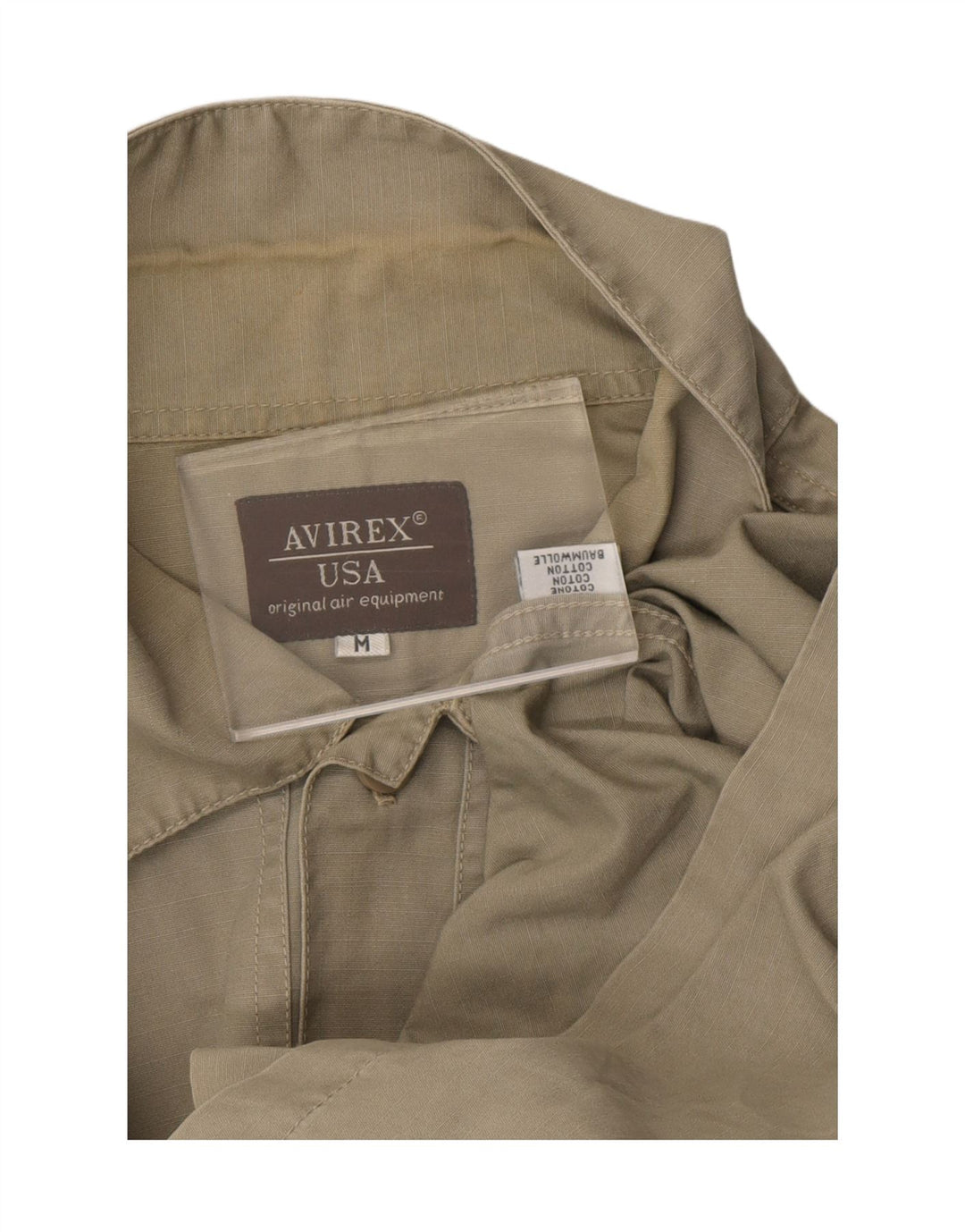 Avirex Mens Overshirt Loose Fit Shirt Medium Khaki Cotton