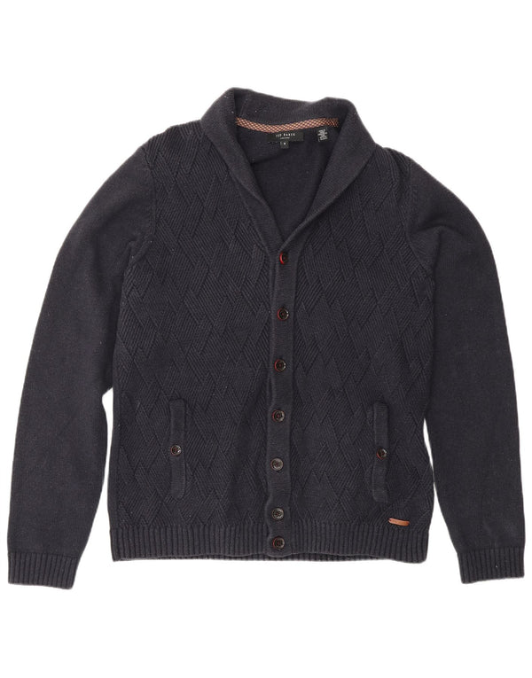 Ted Baker Mens Cardigan Sweater Size 4 Large Navy Blue Cotton