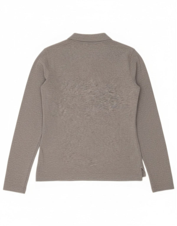 Tommy Hilfiger Womens Long Sleeve Slim Fit Polo Shirt UK 12 Medium Grey
