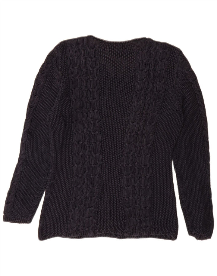 SISLEY Womens Boat Neck Jumper Sweater UK 14 Medium Navy Blue