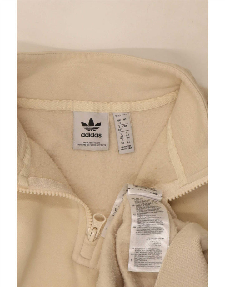 Adidas Womens Oversized Graphic Sweatshirt Jumper UK 12 Medium Beige