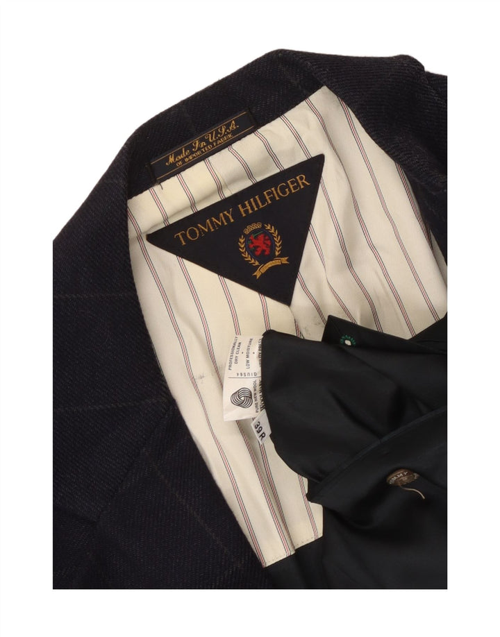 Tommy Hilfiger Mens 2 Button Blazer Jacket UK 39 Medium Navy Blue Check