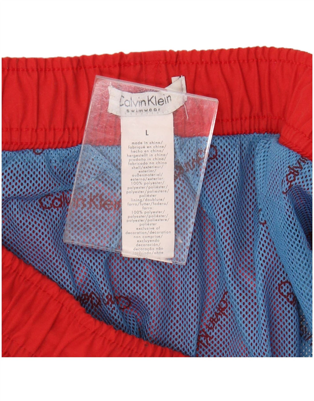 CALVIN KLEIN Mens Graphic Swimming Shorts Large  Red Polyester