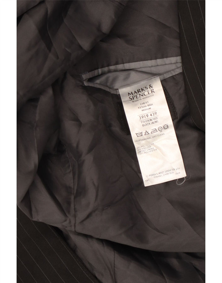 MARKS & SPENCER Mens 2 Button Blazer Jacket UK 46 3XL Black Pinstripe