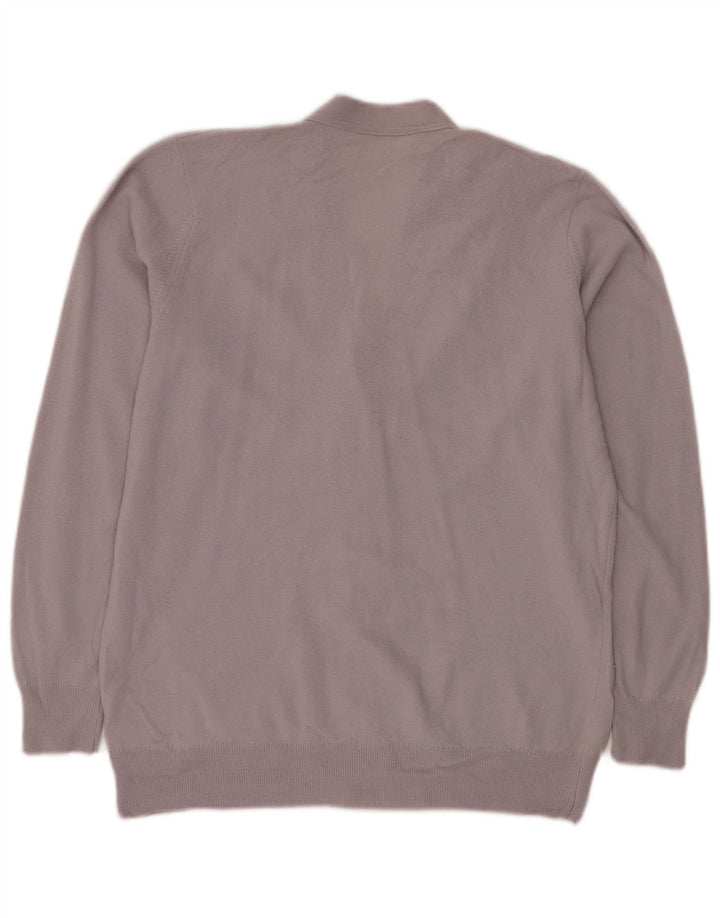 Jaeger Womens Cardigan Sweater UK 14 Medium Purple Lambswool