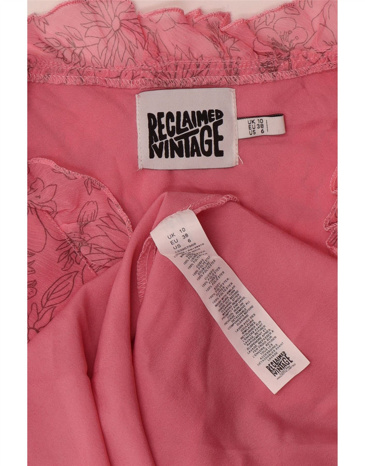 Vintage Womens Sleeveless A-Line Dress UK 10 Small  Pink Floral Polyester