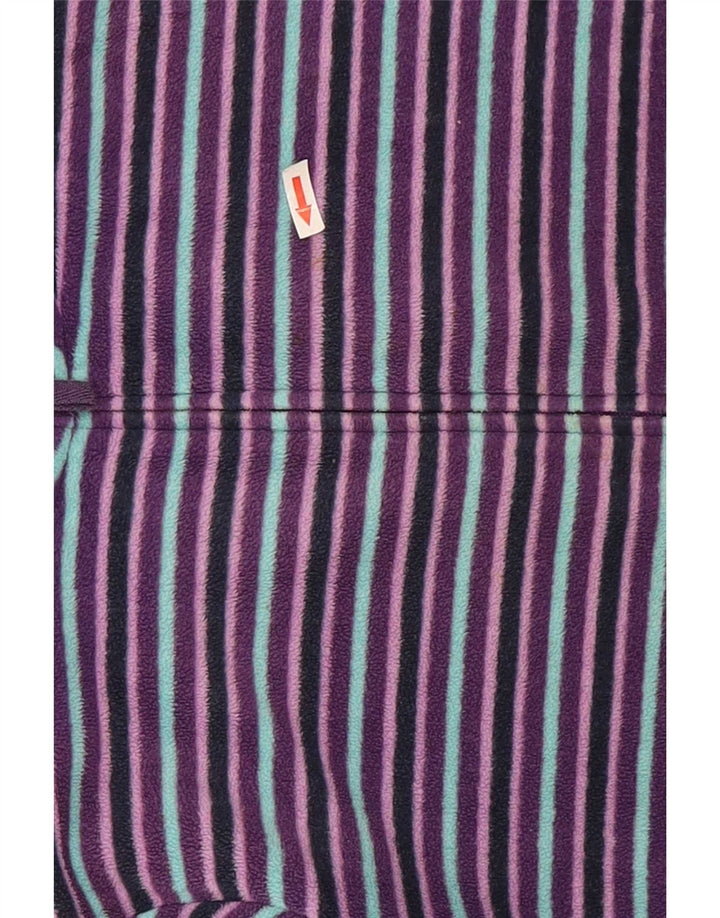 Marks & Spencer Womens Fleece Jacket UK 22 2XL Purple Striped Polyester
