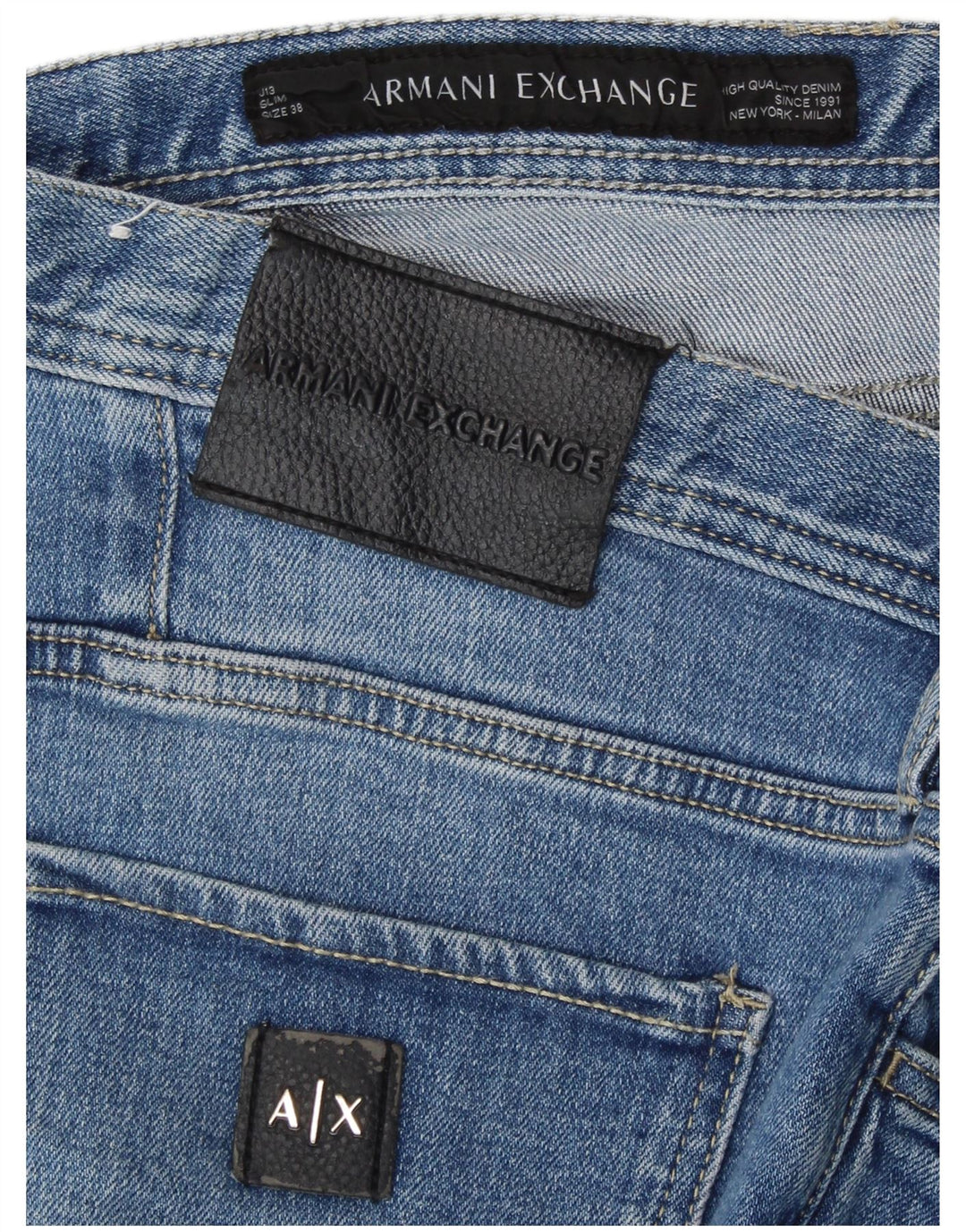 ARMANI EXCHANGE Mens Milan Slim Jeans W38 L29 Blue Cotton