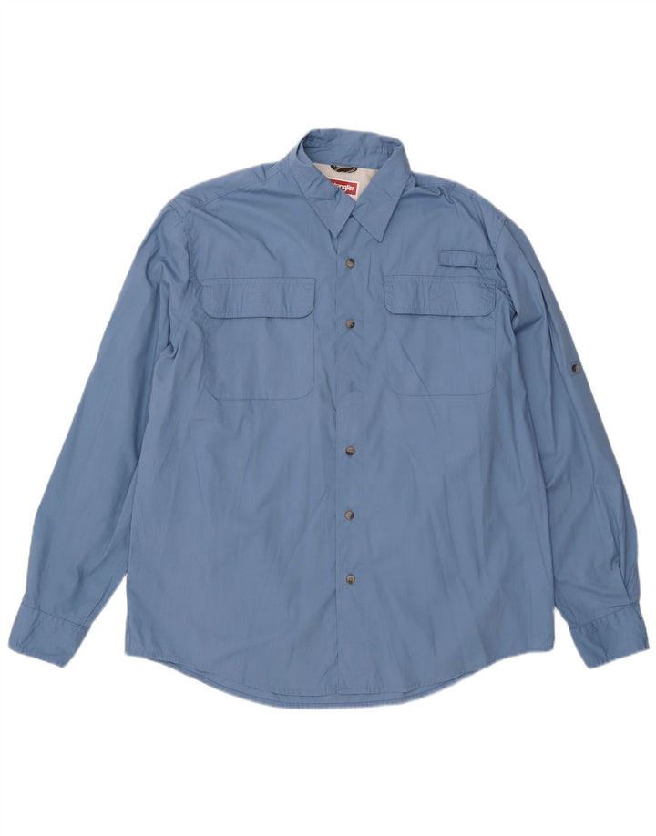 Wrangler Mens Shirt Large Blue Cotton