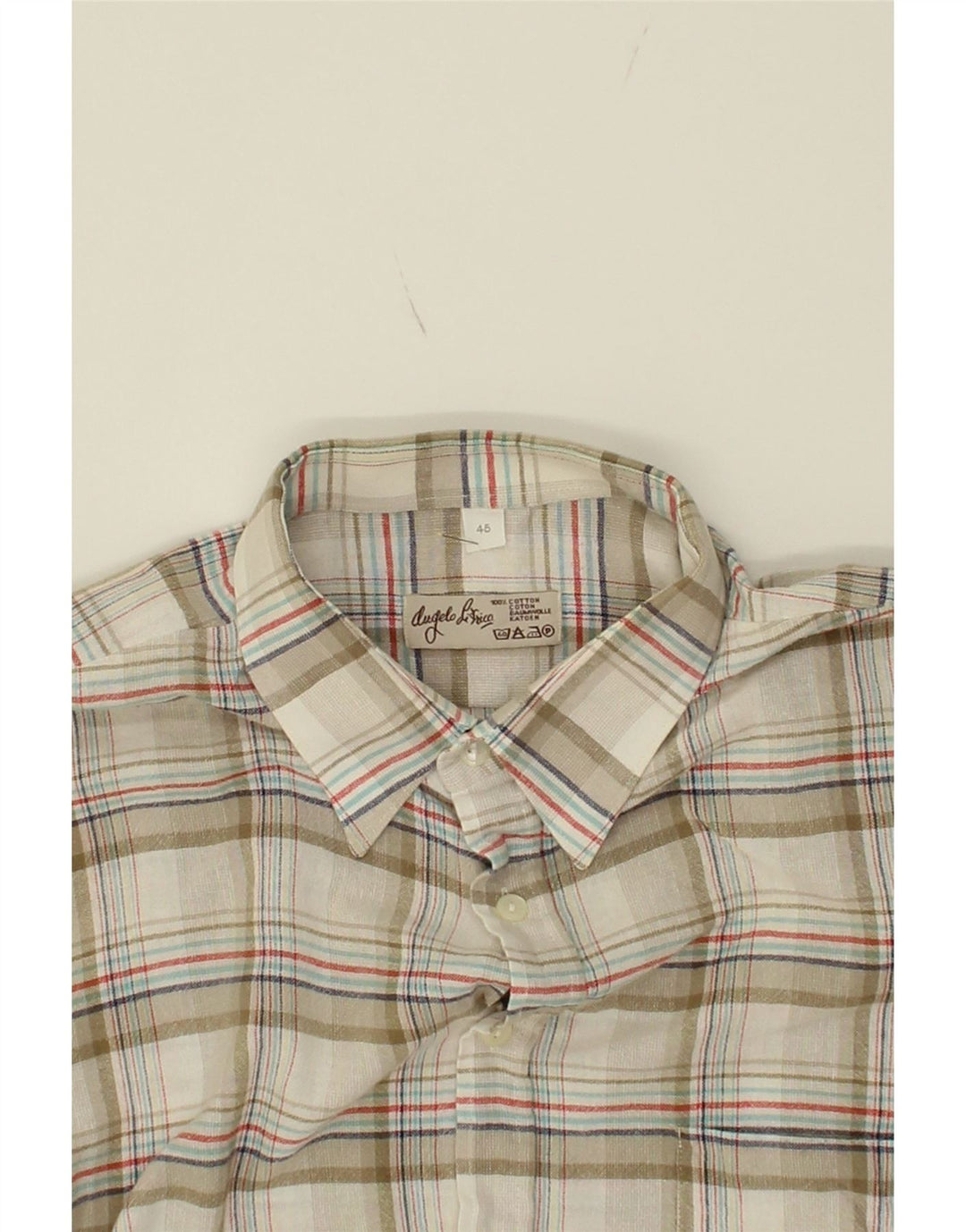ANGELO LITRICO Mens Shirt Size 45 XL Grey Check Cotton Vintage Angelo Litrico and Second-Hand Angelo Litrico from Messina Hembry 