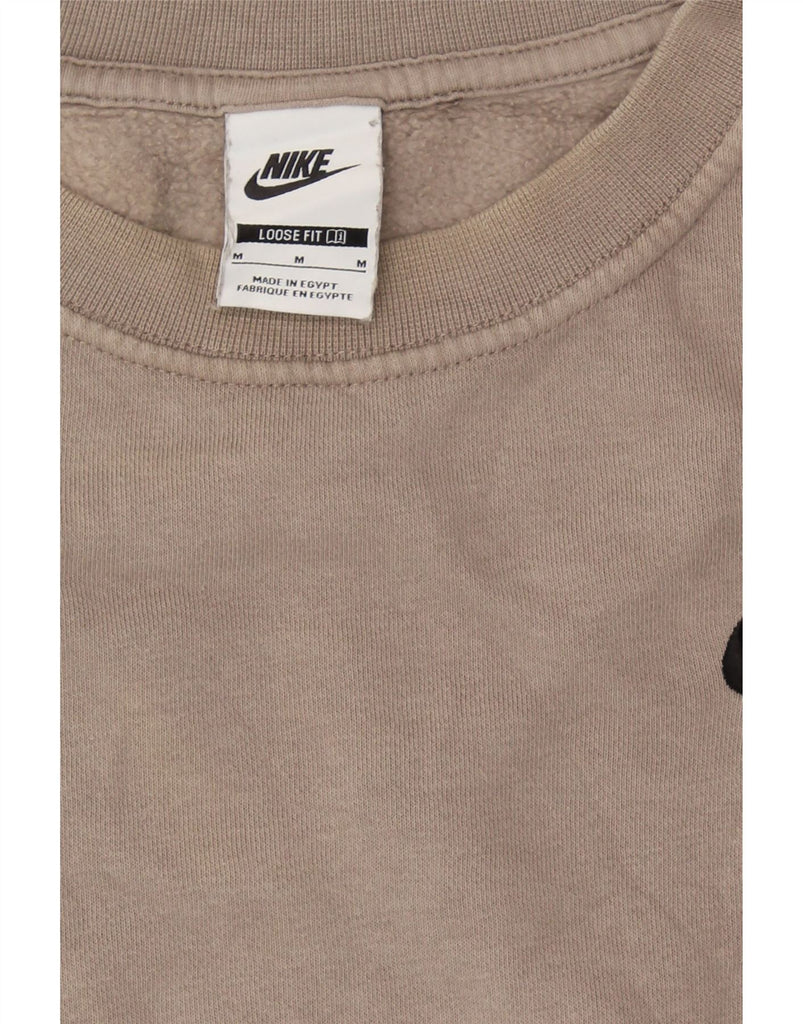 NIKE Womens Crop Loose Fit Sweatshirt Jumper UK 14 Medium Beige Cotton Vintage Nike and Second-Hand Nike from Messina Hembry 