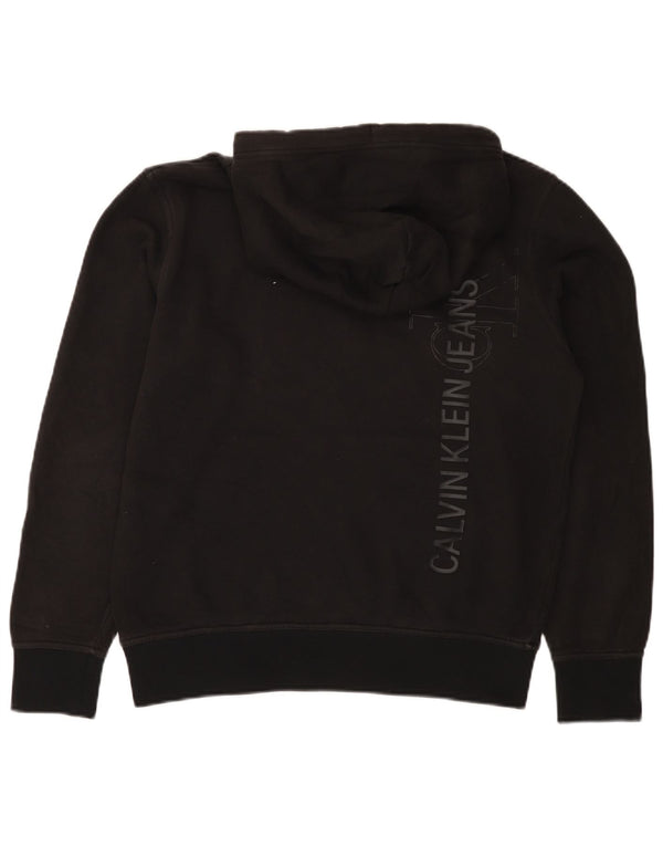 Calvin Klein Jeans Mens Graphic Hoodie Jumper Medium Black Cotton