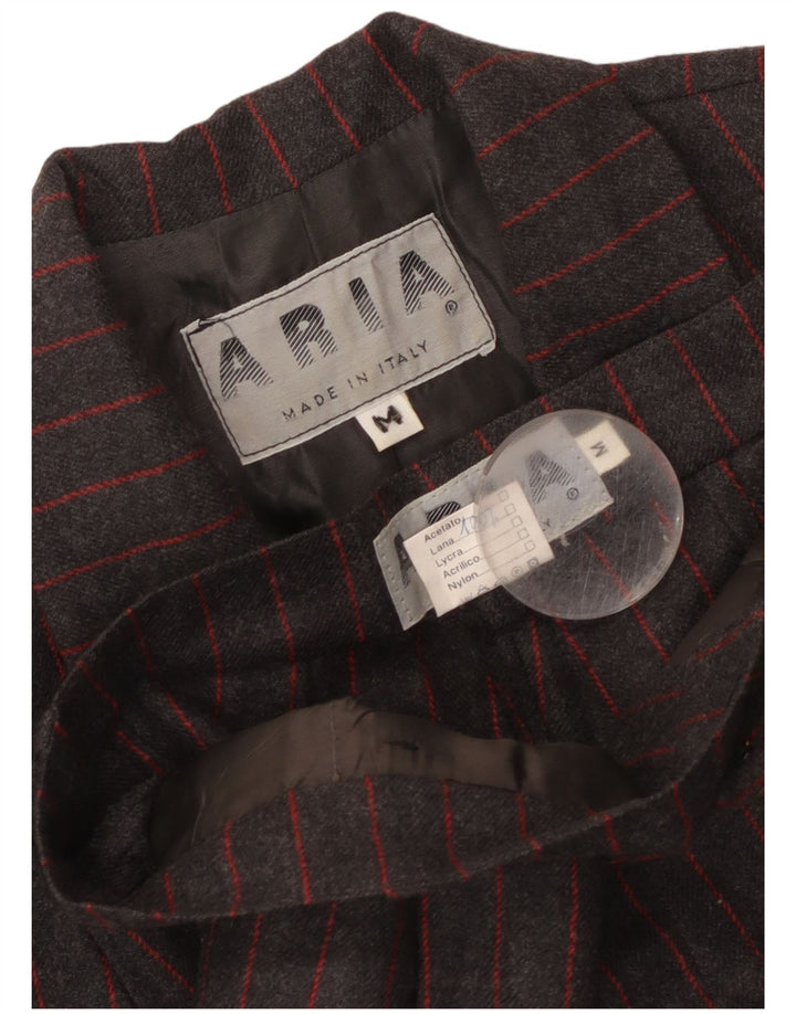 Aria Womens Double Breasted 2 Piece Set UK 14 Medium W26 Grey Striped Wool