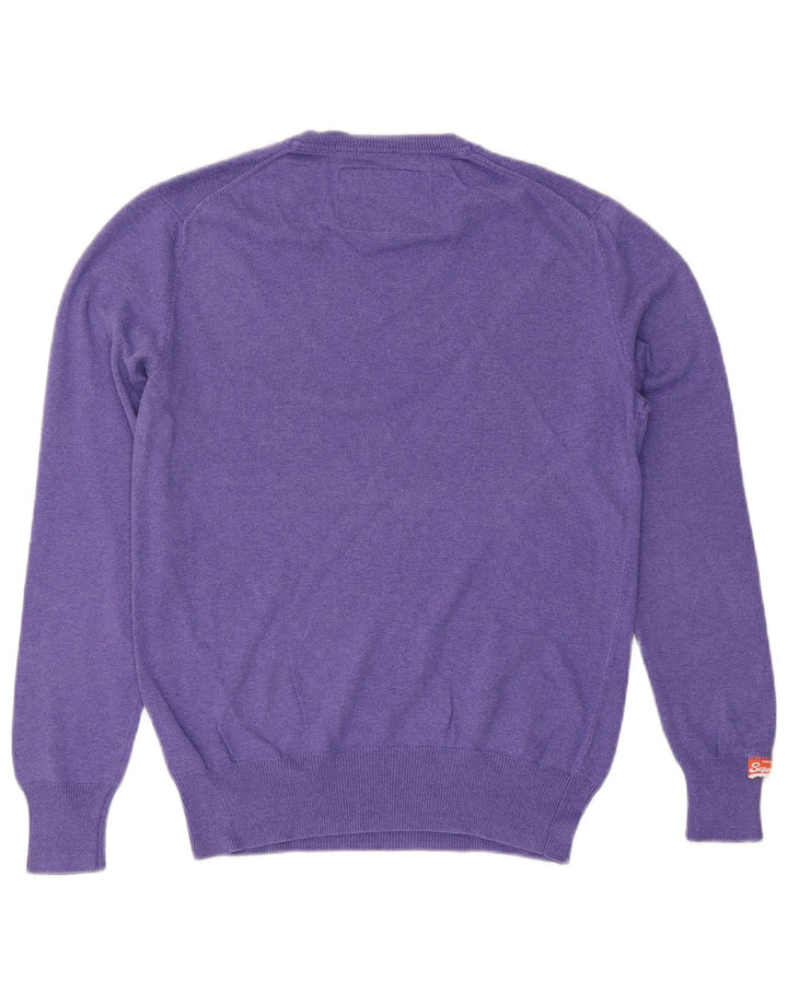SUPERDRY Womens V-Neck Jumper Sweater UK 14 Medium Purple Cotton
