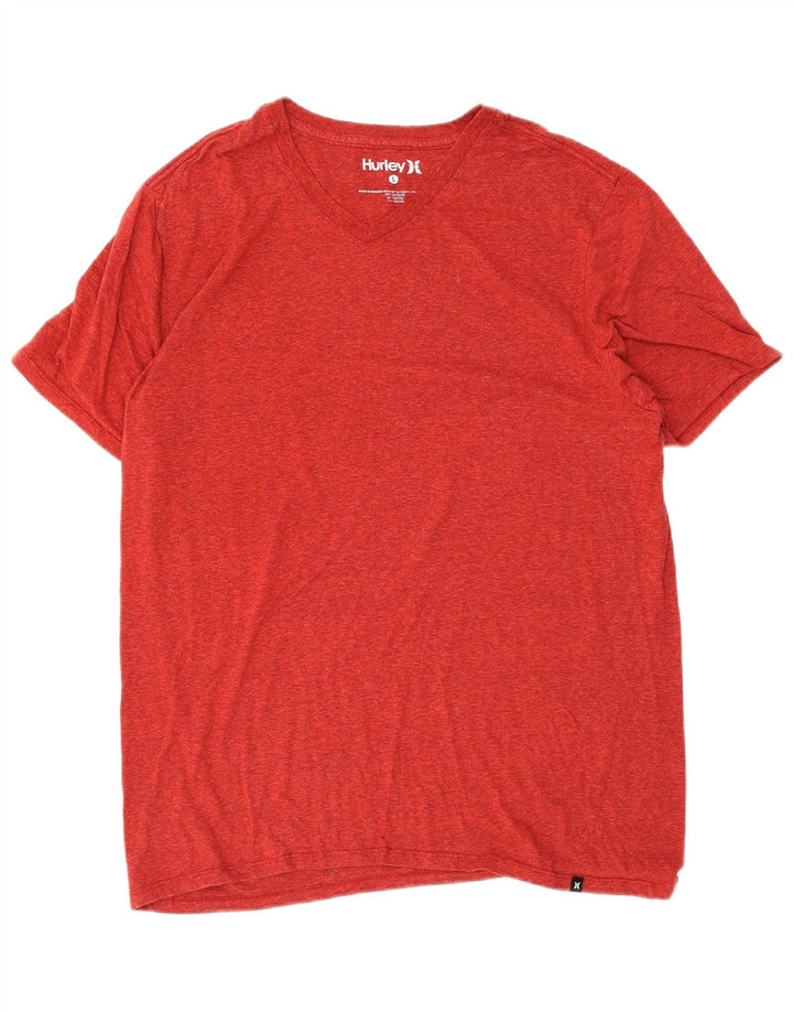 Hurley Mens T-Shirt Top Large Red Flecked Polyester
