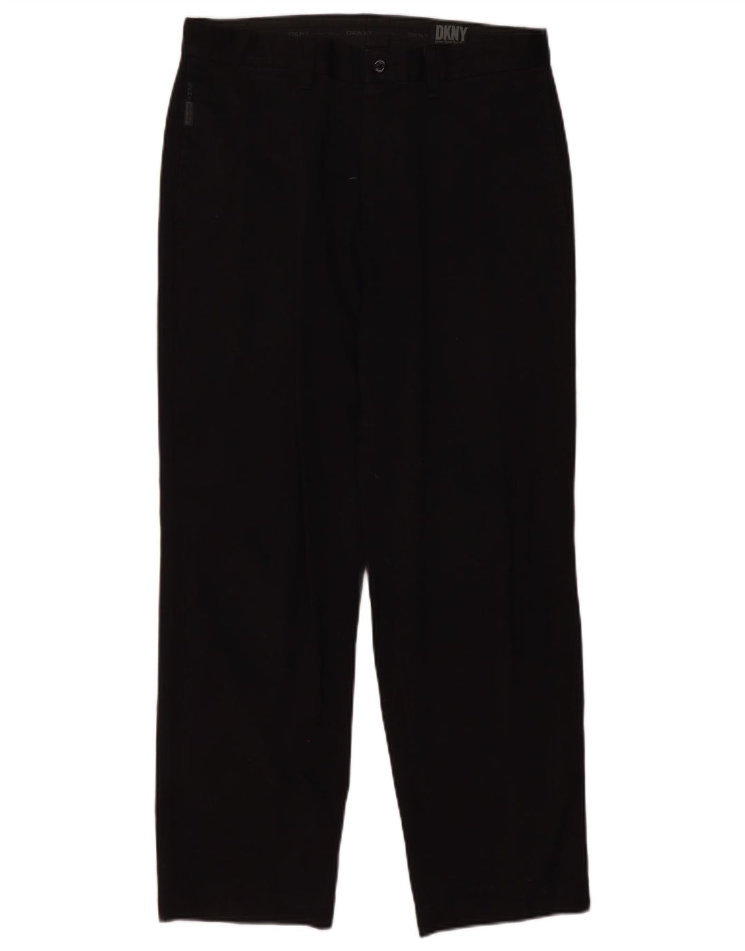 DKNY Mens Straight Chino Trousers W33 L28 Black Cotton