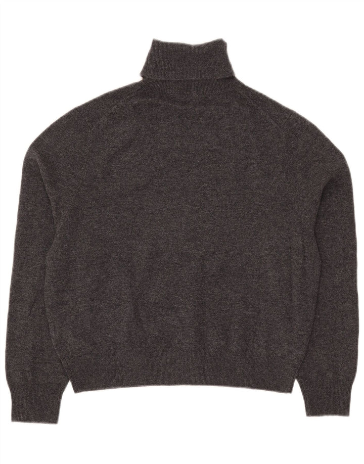 Massimo Dutti Womens Crop Roll Neck Jumper Sweater UK 10 Small Grey