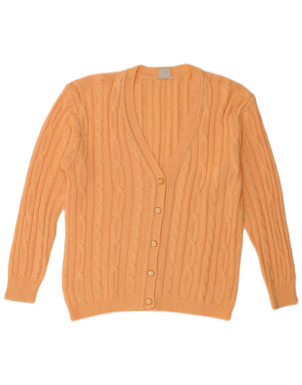Piu Verona Womens Cardigan Sweater UK 16 Large Orange Cotton