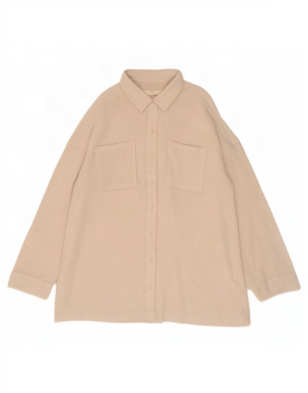 Marks & Spencer Womens Oversized Shirt Blouse UK 16 Large Off White Viscose