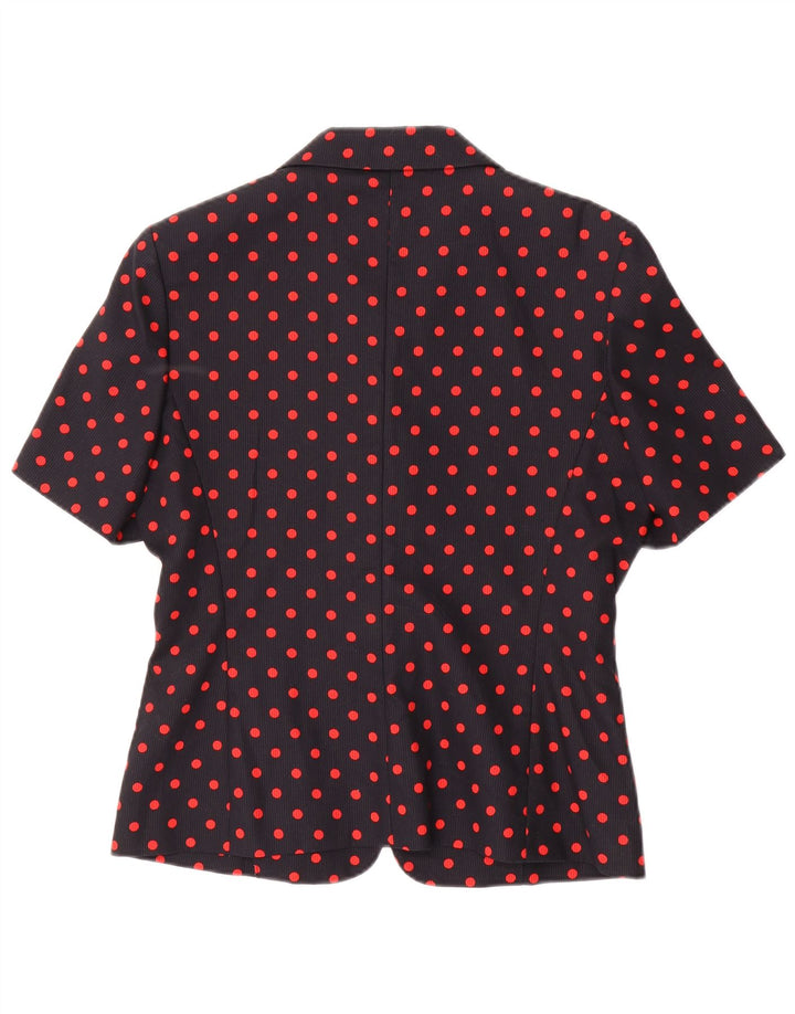 MELROSE Womens Short Sleeve Blazer Jacket IT 44 Medium Black Polka Dot