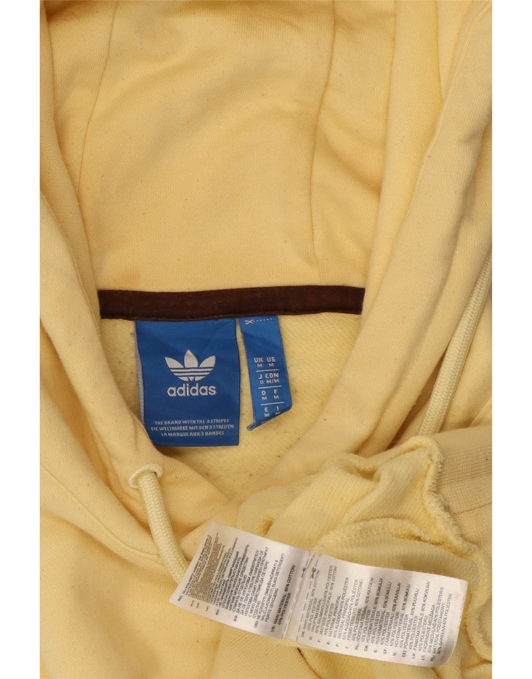 Adidas Womens Oversized Hoodie Jumper UK 14 Medium Yellow Cotton