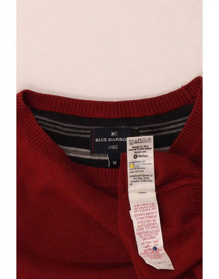 Marks & Spencer Mens Blue Harbour Crew Neck Jumper Sweater Medium Red