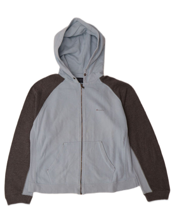 CHAMPION Womens Zip Hoodie Sweater UK 18 XL Blue Colourblock Cotton